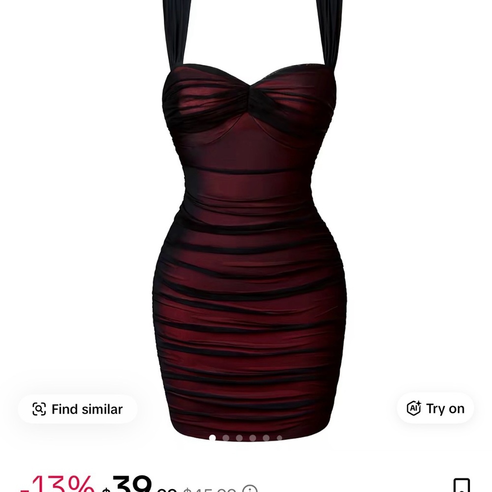 HYZ Bodycon Ruched Burgundy and Black Dress